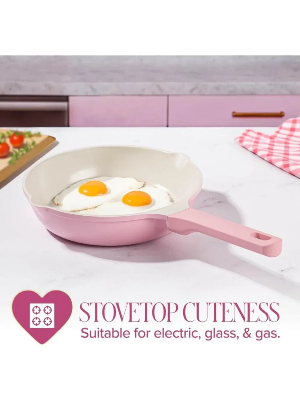 Nonstick Ceramic Fry Pan, 9.5-Inch, Fast Heating, Easy Pour Spouts, Comfort